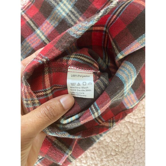 C+D+M Women’s Flannel Plaid long sleeve Soft Botton Up Red - Picture 3 of 6